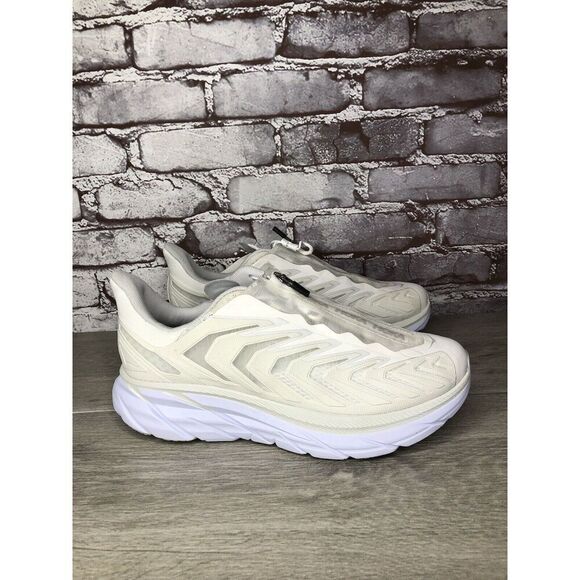 HOKA Project Clifton Blanc de Blanc Lunar White Mesh Center Zip Gym Shoes Men 8M - Picture 15 of 16
